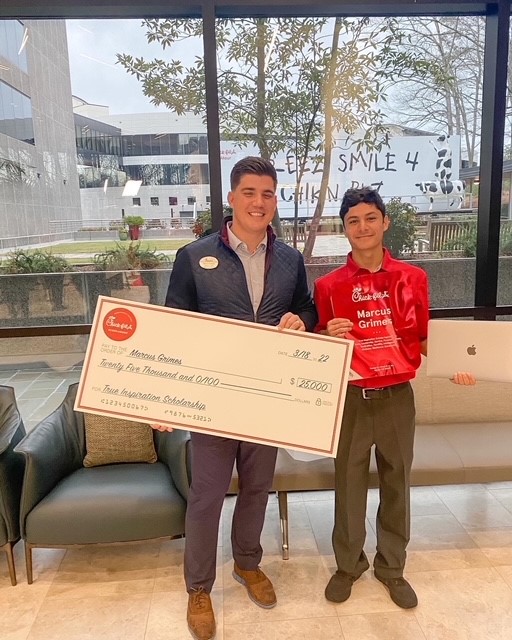 Senior Curtis Grimes was surprised with a $25,000 scholarship by his employer, Chick-fil-a when visiting the headquarters in Atlanta in April. Grimes plans to attend UT next year.  