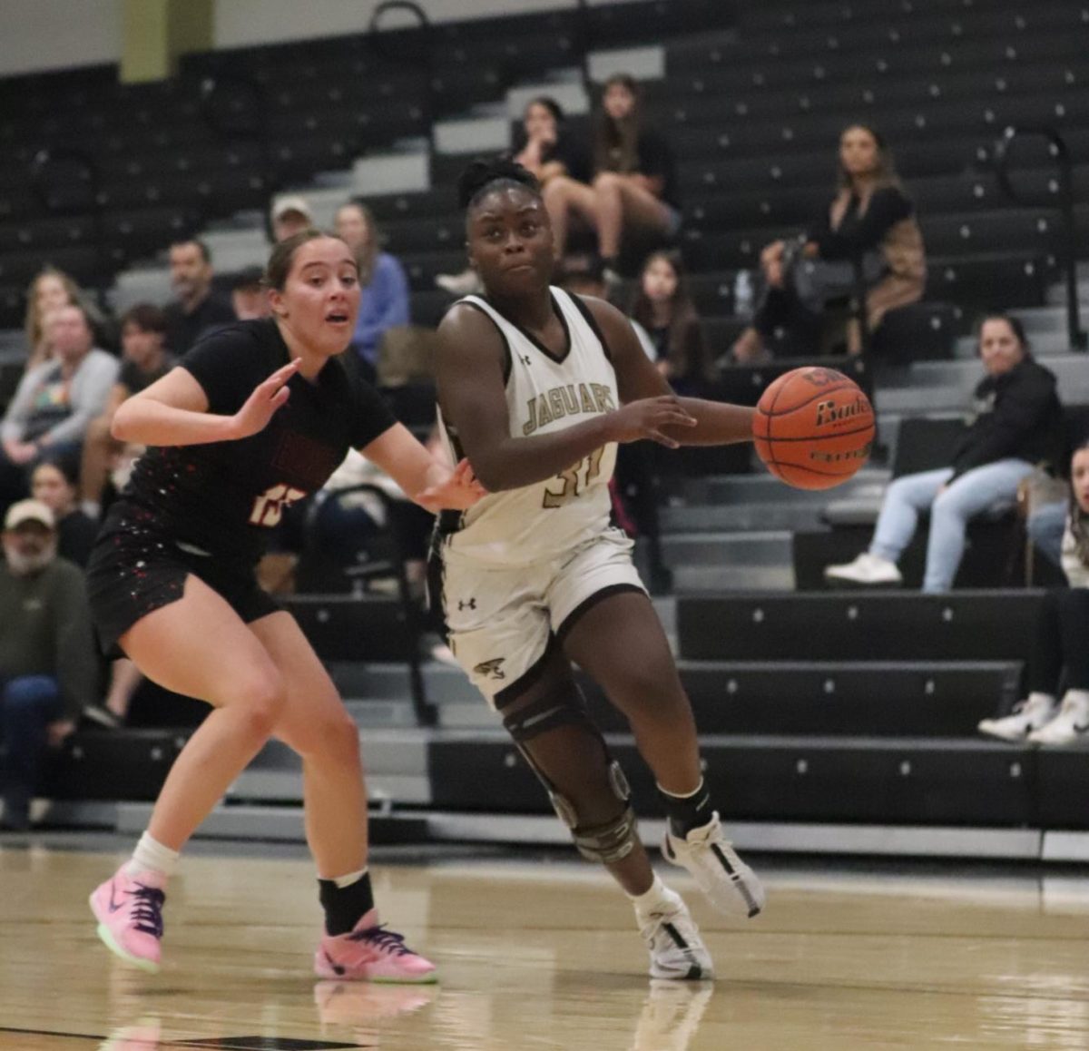 junior Bailey Barret at the Nov. 19 Lady Jags Basketball game against Bowie High School. 