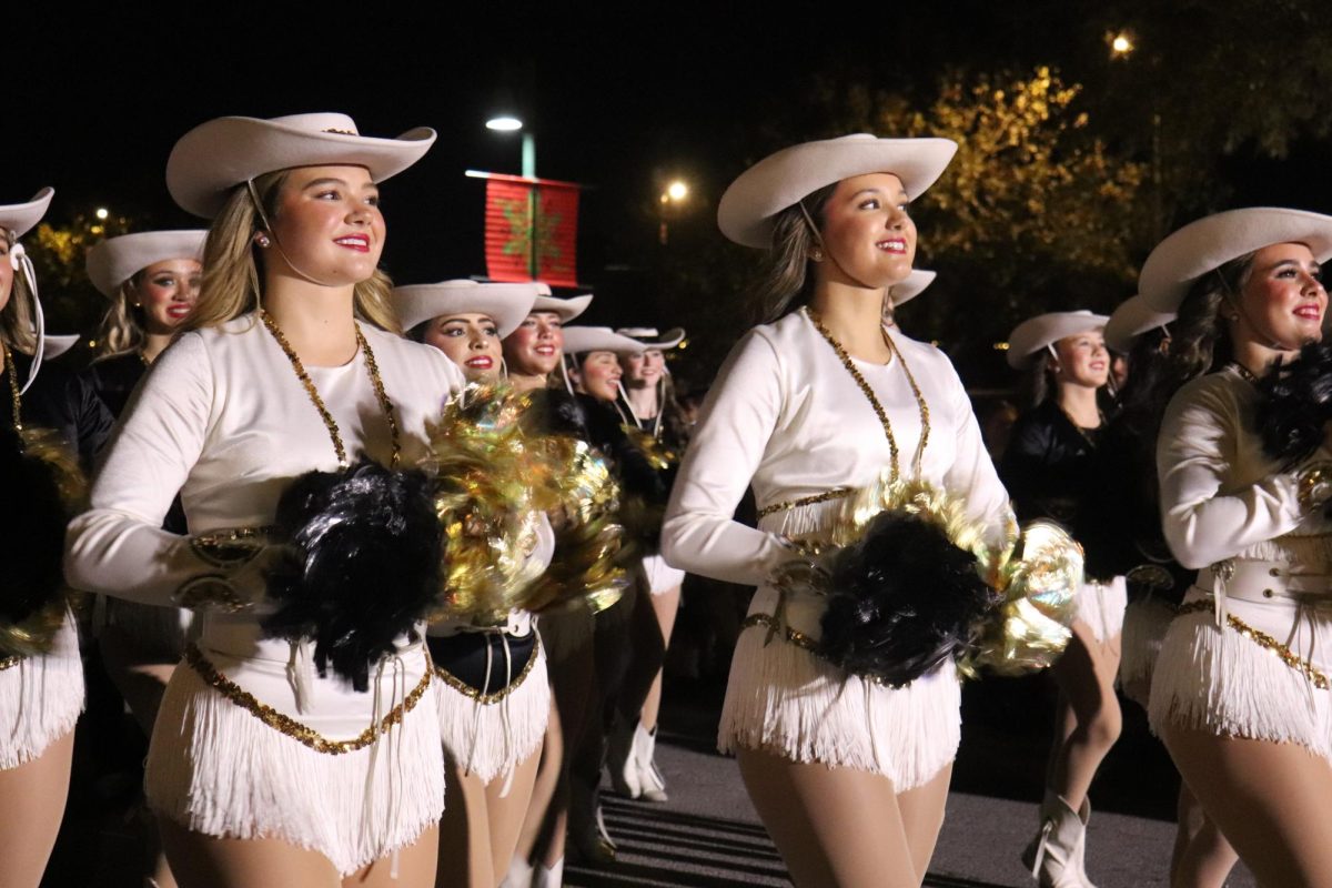Johnson cheer team performing their number in the Budafest parade's march on Dec. 6